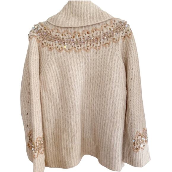 Zara Wool Mohair Blend Beaded Turtleneck Sweater Bloggers Fav Small - Picture 4 of 9